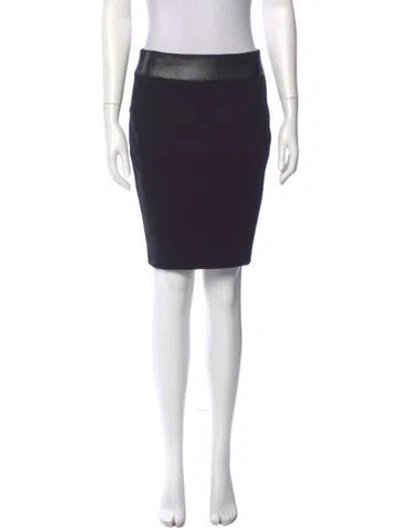 Pre-owned Akris Punto Leather Trim Embellishment Knee-length Skirt In Black