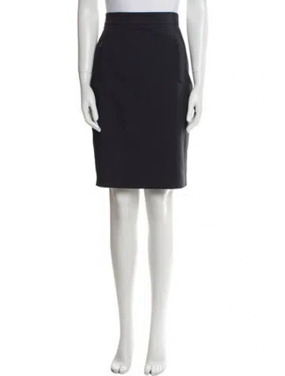 Pre-owned Akris Punto Leather Trim Embellishment Knee-length Skirt In Blue