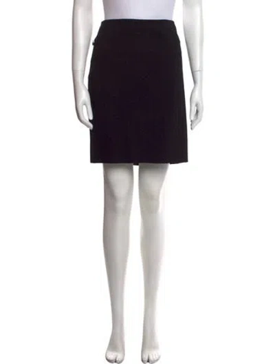 Pre-owned Akris Punto Leather Trim Embellishment Mini Skirt In Black
