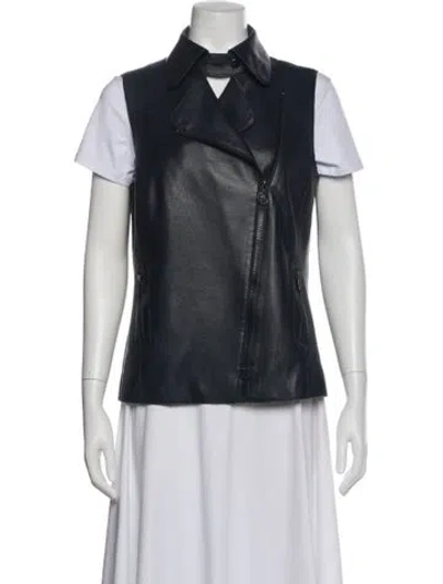 Pre-owned Akris Punto Leather Vest In Blue