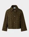 Akris Punto Leopard Brushed Techno Gabardine Short Parka Jacket