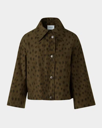 Akris Punto Leopard Brushed Techno Gabardine Short Parka Jacket