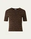 Akris Punto Leopard Jacquard Knit Merino Wool Sweater In Brown