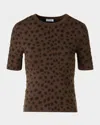 Akris Punto Leopard Jacquard Knit Merino Wool Sweater In Brown