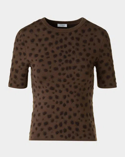 AKRIS PUNTO LEOPARD JACQUARD KNIT MERINO WOOL SWEATER