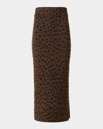 AKRIS PUNTO LEOPARD JACQUARD KNIT MIDI TUBE SKIRT