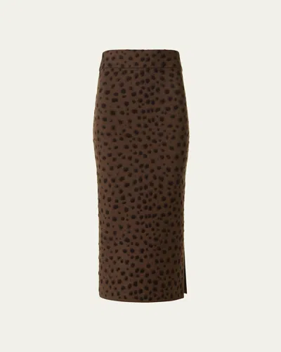 AKRIS PUNTO LEOPARD JACQUARD KNIT MIDI TUBE SKIRT