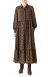 Akris Punto Leopard-print Viscose Georgette Midi Shirtdress In Brown