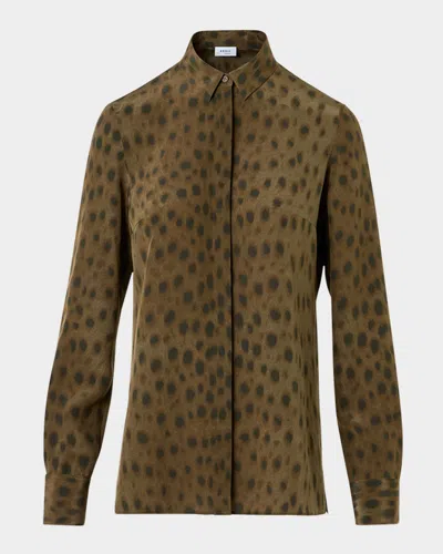 AKRIS PUNTO LEOPARD-PRINT SILK CREPE DE CHINE BLOUSE