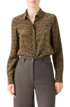 Akris Punto Leopard Print Silk Crêpe De Chine Button-up Shirt In Brown