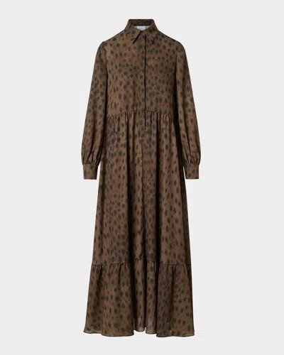 Akris Punto Leopard-print Viscose Georgette Midi Shirtdress In Multi