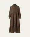 Akris Punto Leopard-print Viscose Georgette Midi Shirtdress In Multi