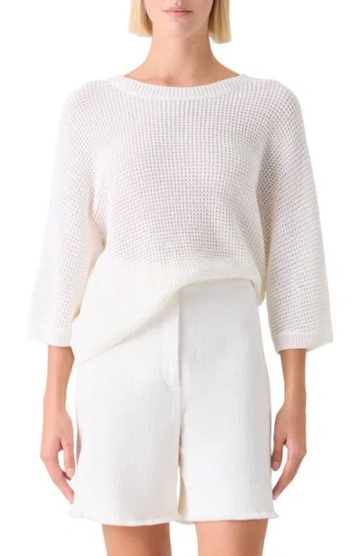 Akris Punto Linen & Cotton Sweater In White