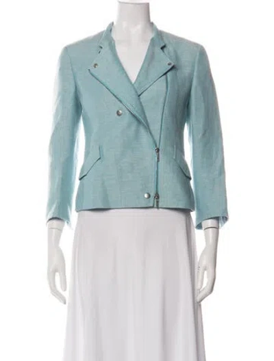 Pre-owned Akris Punto Linen Biker Jacket In Multi
