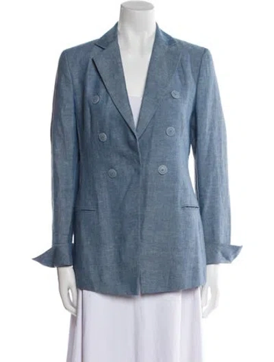 Pre-owned Akris Punto Linen Blazer In Blue