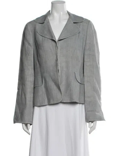 Pre-owned Akris Punto Linen Blazer In Blue