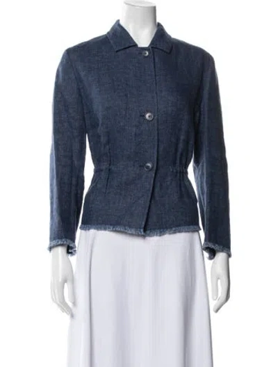Pre-owned Akris Punto Linen Blazer In Blue