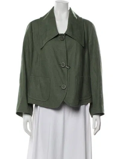 Pre-owned Akris Punto Linen Blazer In Green