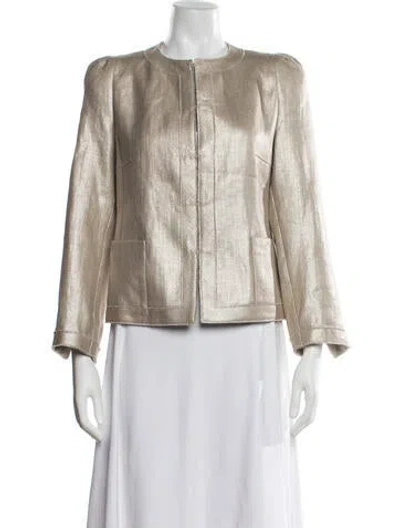 Pre-owned Akris Punto Linen Blazer In Neutral