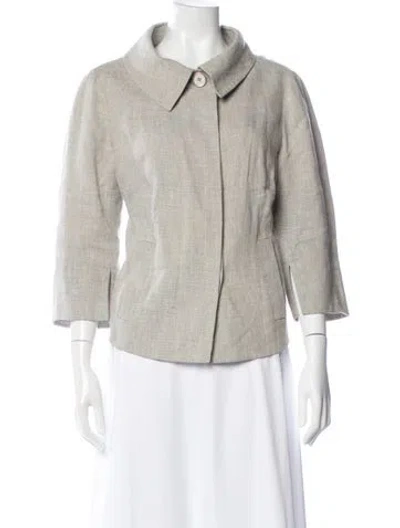 Pre-owned Akris Punto Linen Blazer In Neutral