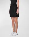 Akris Punto Linen Fiorellina Belted Bermuda Shorts In Black In Black