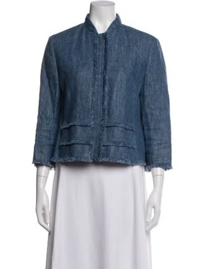 Pre-owned Akris Punto Linen Jacket In Blue