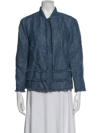Pre-owned Akris Punto Linen Jacket In Blue