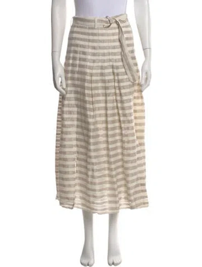 Pre-owned Akris Punto Linen Long Skirt In Neutral