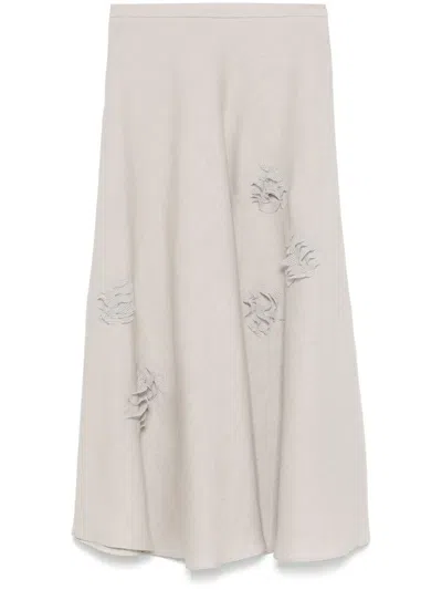 Akris Punto Linen Maxi Skirt In Grey
