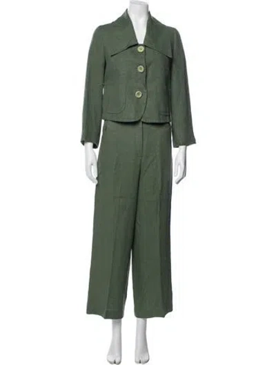 Pre-owned Akris Punto Linen Pant Set In Green