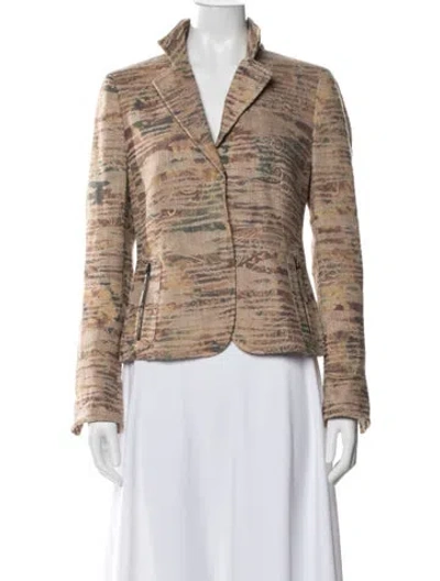 Pre-owned Akris Punto Linen Patterned Blazer In Neutral