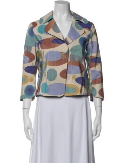 Pre-owned Akris Punto Linen Patterned Jacket In Blue