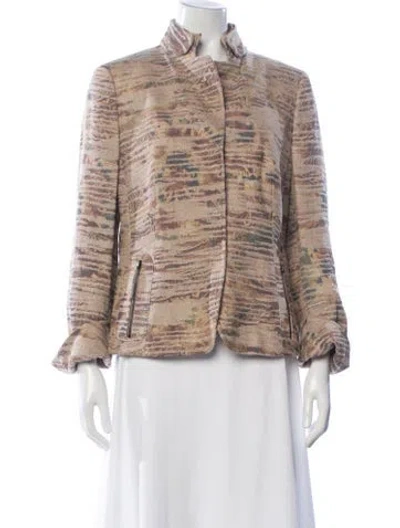 Pre-owned Akris Punto Linen Patterned Jacket In Gold
