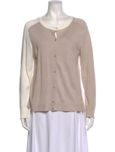 Pre-owned Akris Punto Linen Scoop Neck Sweater In Neutral