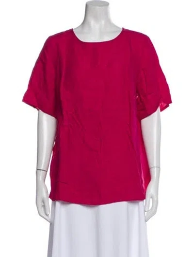 Pre-owned Akris Punto Linen Scoop Neck T-shirt In Pink