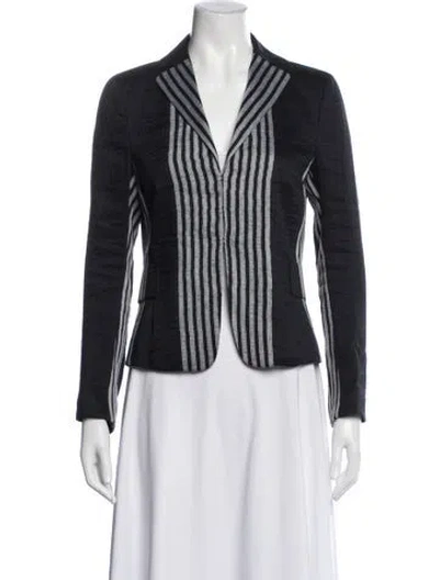 Pre-owned Akris Punto Linen Striped Blazer In Black