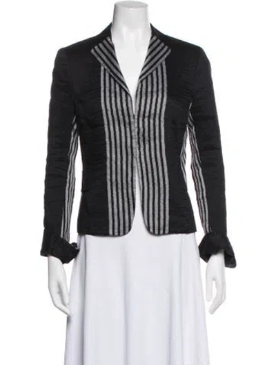 Pre-owned Akris Punto Linen Striped Blazer In Black
