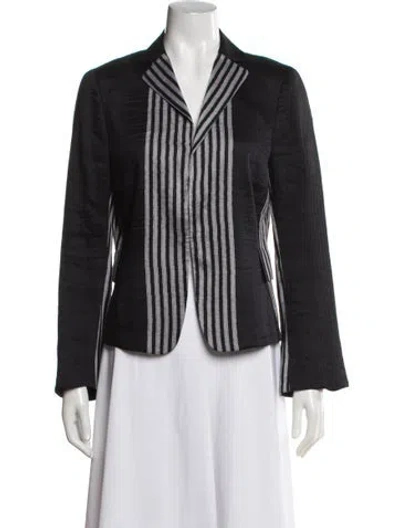 Pre-owned Akris Punto Linen Striped Blazer In Blue