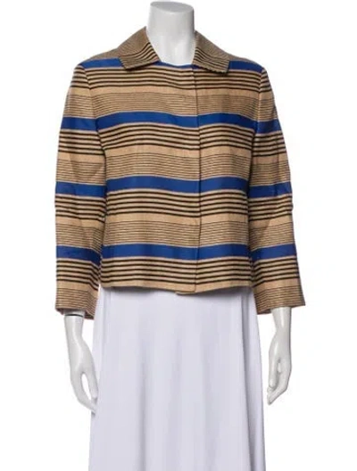 Pre-owned Akris Punto Linen Striped Blazer In Multi