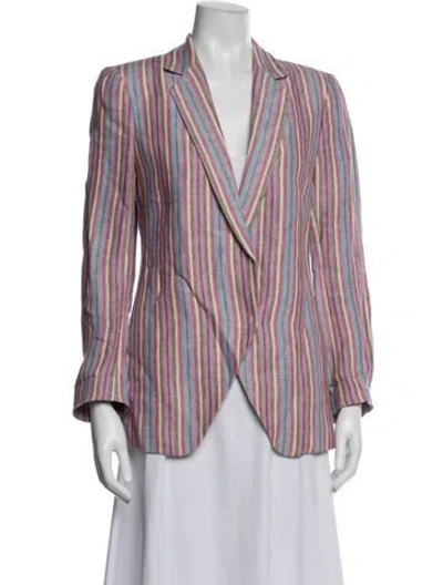 Pre-owned Akris Punto Linen Striped Blazer In Pink