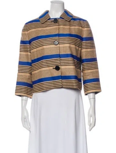 Pre-owned Akris Punto Linen Striped Jacket In Multi