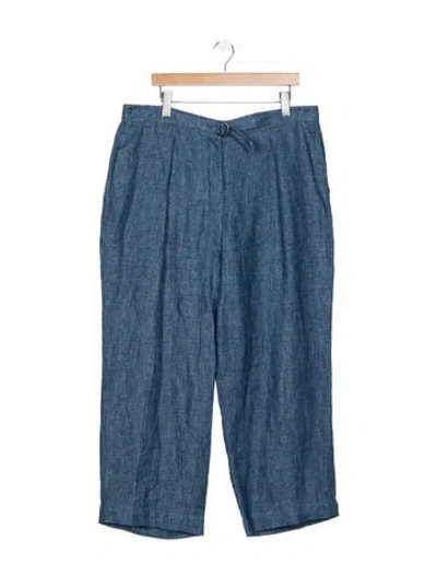 Pre-owned Akris Punto Linen Wide Leg Pants In Blue