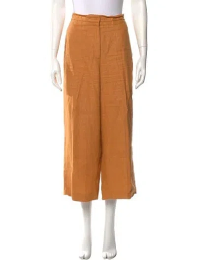 Pre-owned Akris Punto Linen Wide Leg Pants In Orange