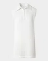 Akris Punto Long Chunky Mesh Knit Polo Top In Cream