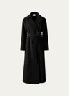 Akris Punto Long Double-breast Belted Wool-cashmere Coat In Black