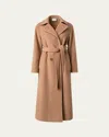 Akris Punto Double Breasted Belted Wool Blend Coat In Malt