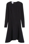 Akris Punto Long Sleeve Asymmetric Midi Dress In Black
