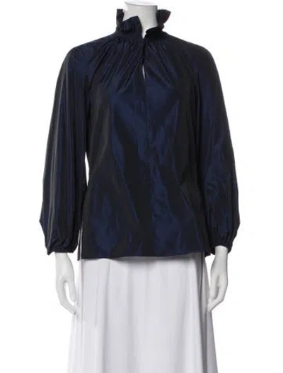 Pre-owned Akris Punto Long Sleeve Blouse In Blue