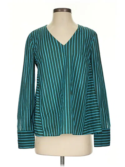 Pre-owned Akris Punto Long Sleeve Blouse In Blue