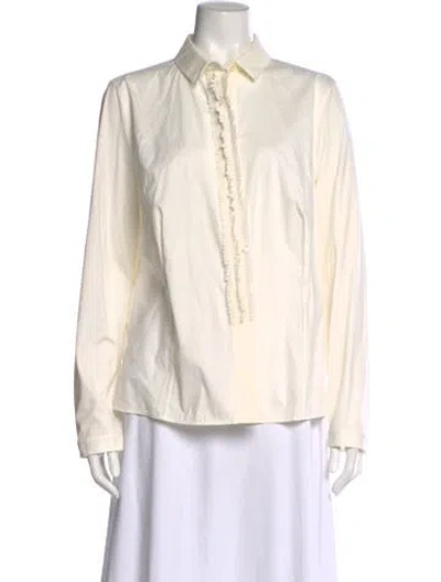 Pre-owned Akris Punto Long Sleeve Blouse In White